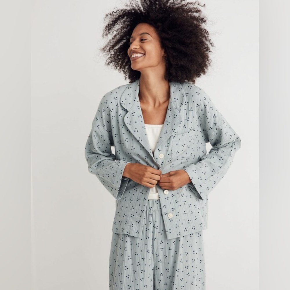 Madewell Lightestspun Pajama Shirt in Night Stars Medium 100% Cotton - Picture 2 of 11